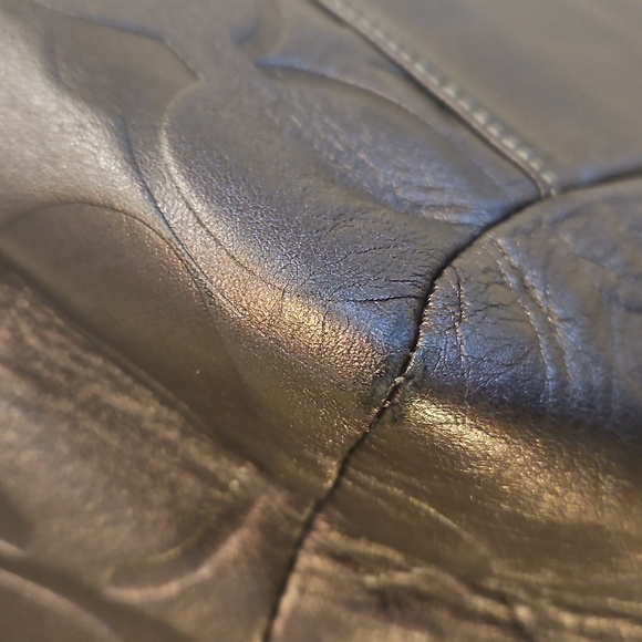 Coach Mettalic Gray Leather Tote And Wallet Set - Picture 4 of 17